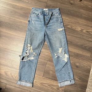 Agolde Light Blue Distressed Boyfriend Jeans